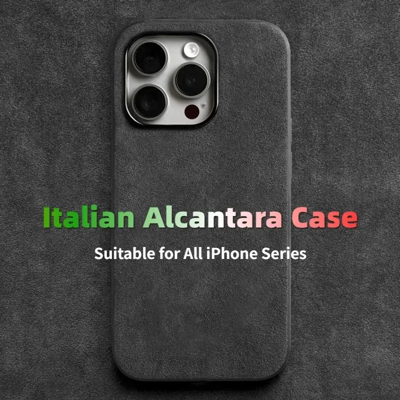 

Italian Alcantara Leather Case for iPhone 17 Pro Max 16 Pro Max 15 Pro Max 14 13 12 11 Xs Max Xr Luxury Business Phone Case