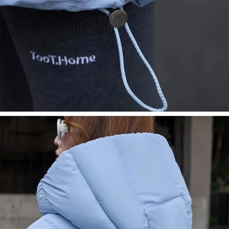 سترة نسائية شتوية جديدة لعام 2025 معطف نسائي طويل دافئ وسميك من القطن سترات كورية فضفاضة ملابس خارجية بقلنسوة معاطف أساسية #6