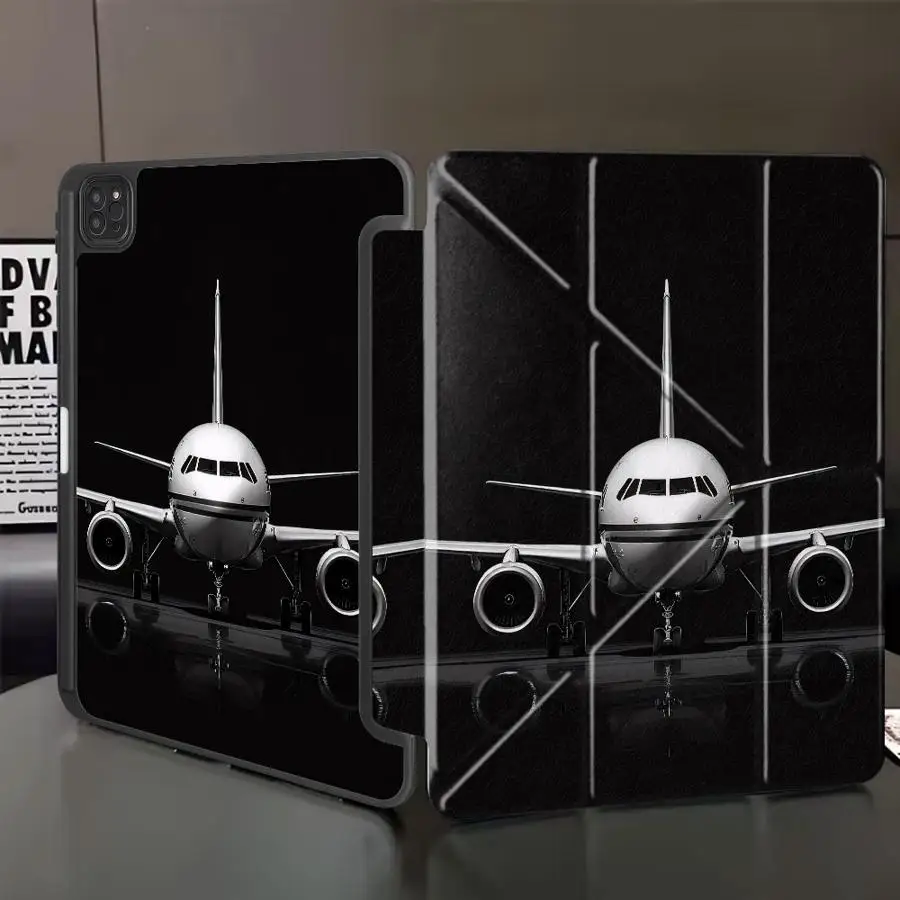 

Чехол-подставка для планшета Dark Mirror Silver Plane Pic Holder Cover для iPad Air 4, 5, M3, M2, 1, 2, M4, 11 дюймов, Pro 11-го, 10-го, 9-го, 8-го, 7-го поколений, 12.9 дюймов