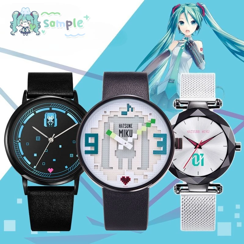 

Hatsune Miku Cartoon Cute Watch Creative Personality Boys and Girls Quartz Watch Waterproof Watch Anime Goods Gift Wholesale