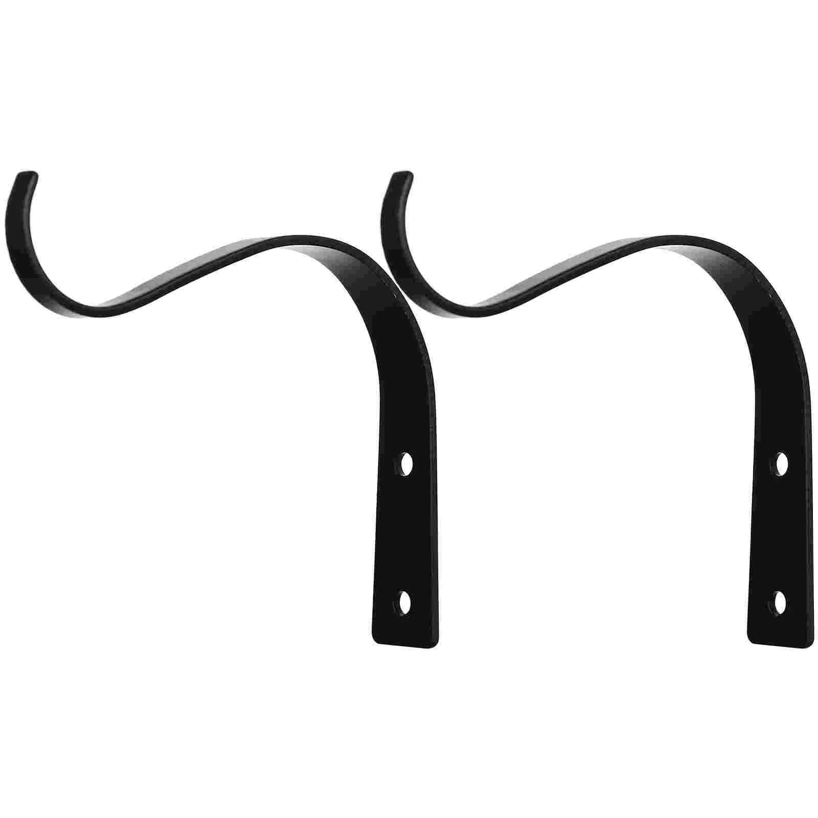 2 Pcs Wrought Iron Flower Basket Hook Plant Stand Wall Holder Hanging Wall-mounted Rack