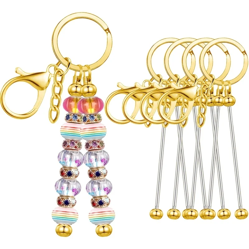5/8/18Pcs Outdoor Double Beadable Key Rods Blank Keychain Buckle DIY Handmade Bag Pendant Making Accessories Beads Not Included image 3