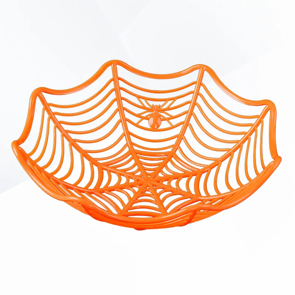 

Plastic Halloween Candy Storage Basket Purple Spider Web Decor Snack Tray Party Supplies for Home Bar Ktv Decoration
