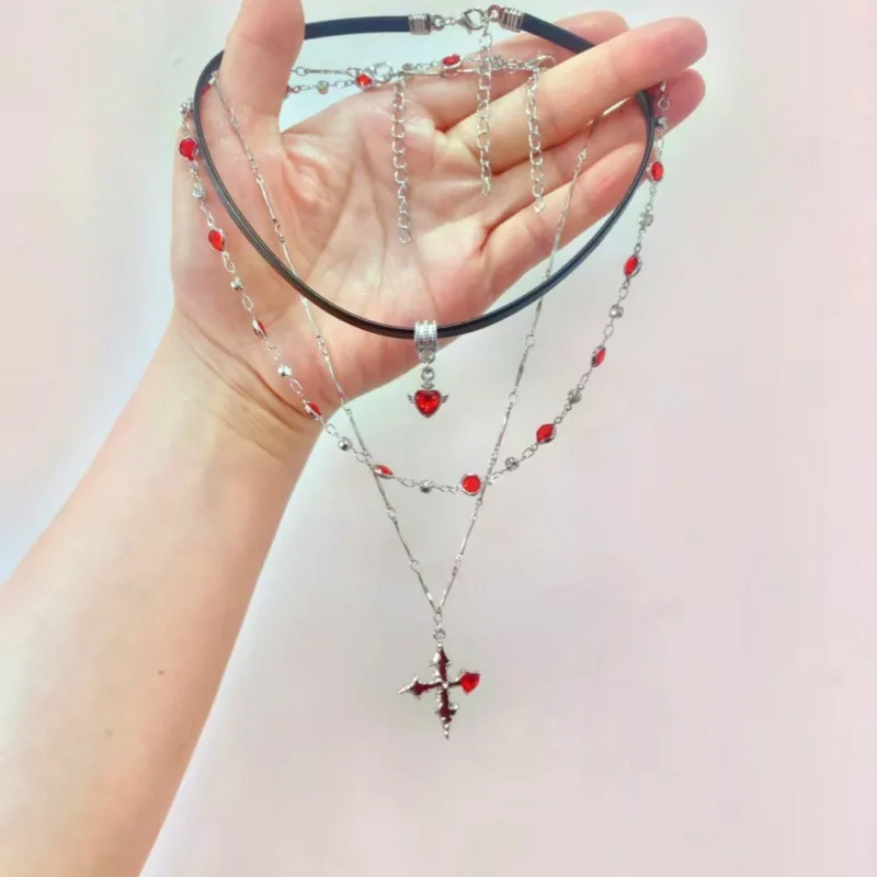 

New Y2k Hot Girl Yabi Accessories Pure Desire Wind Dark Star Leather Collar Necklace Niche Choker Clavicle Chain