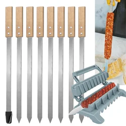Kebab Mould Tools 8/9inch Flat Stainless Steel BBQ Barbecue Kebob Skewer Row Kebab Maker for Brazilian Koobideh Persian