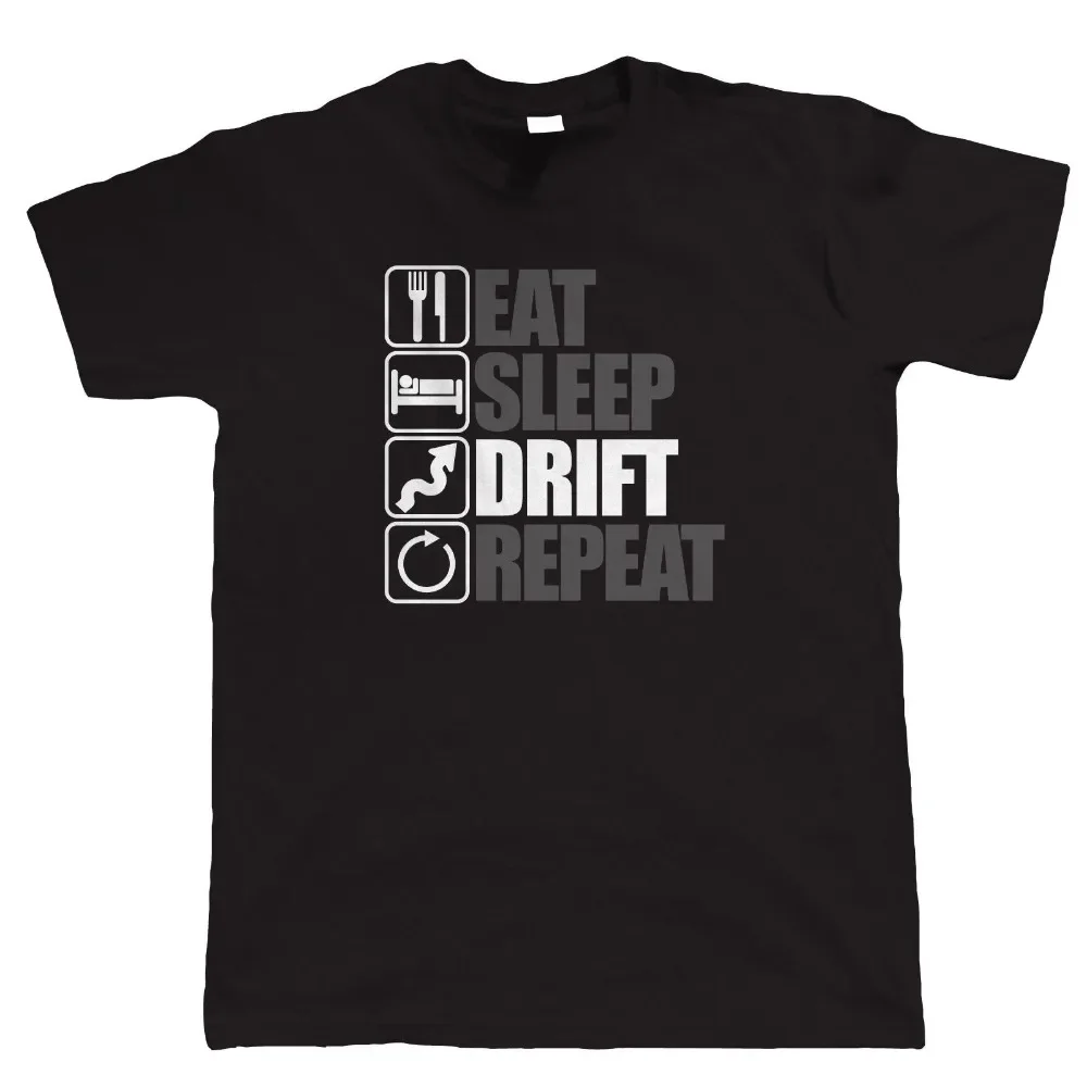 Hip-Hop Splicing Shirt Eat Sleep Drift Repeat, Mens Drifting T Shirt - Jdm Drift Car S14 S15 Ae86 Bdc Printing Tee Shirts