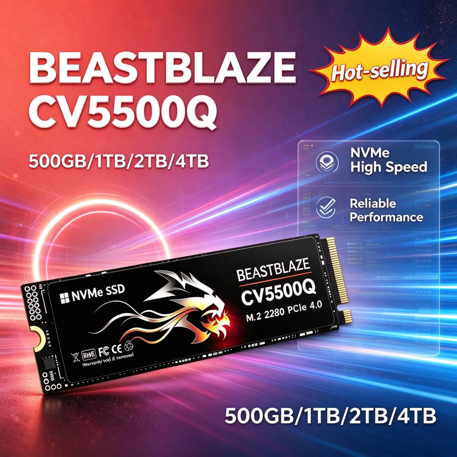 CV5500Q Quick Transfer Storage M.2 NVMe Inside Solid State Drive 4TB 500GB 1TB 2TB PC Gaming Desktop Laptop Prime Boost