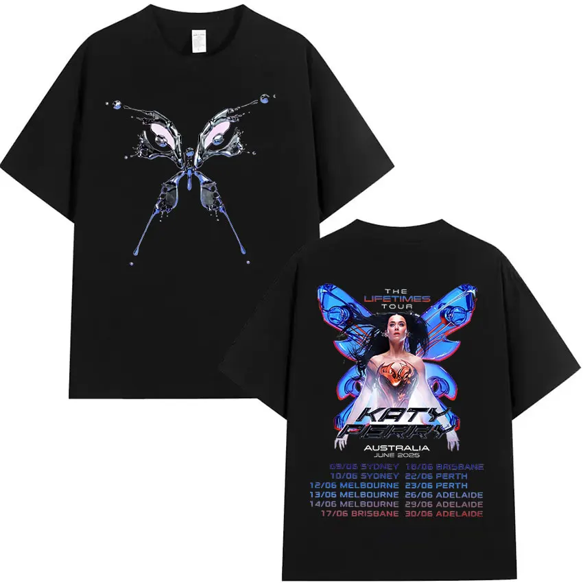 Katy Perry The Lifetimes Tour 2025 Print Tee Shirt Men Women Vintage Aesthetic High Quality Oversized Cotton T-Shirts Streetwear