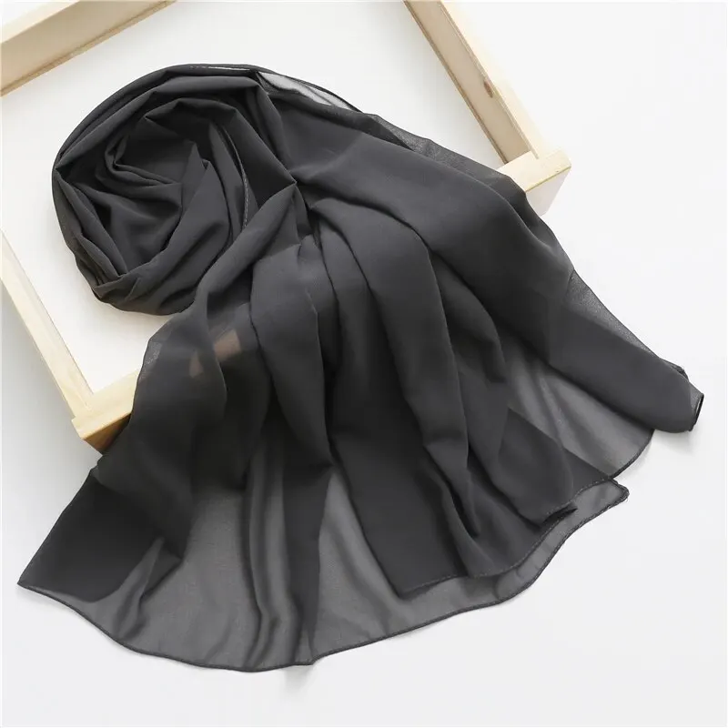 Spring Chiffon Solid Muslim Hijab Women Scarf Fashion Soft Headband Shawl and Wraps Bandana Islamic Turban Echarpe New