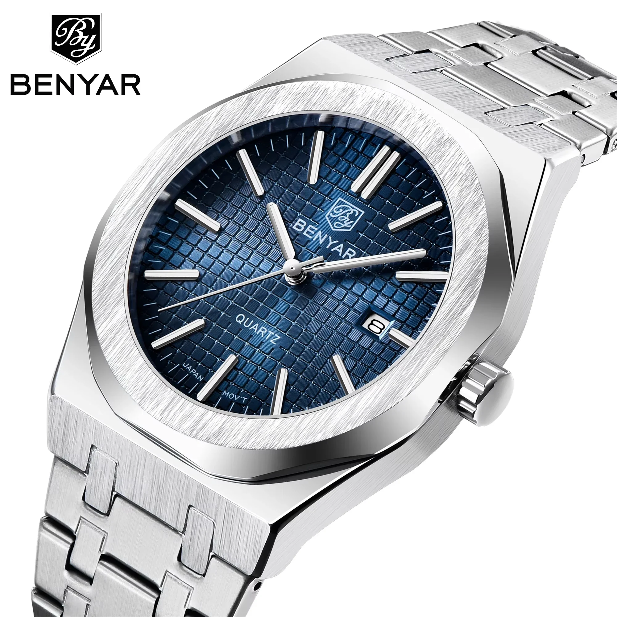 Reloj de cuarzo BENYAR, reloj de pulsera de lujo para hombre, moda informal, resistente al agua, multifuncional, automático, luminoso, reloj para hombre BY5156 M