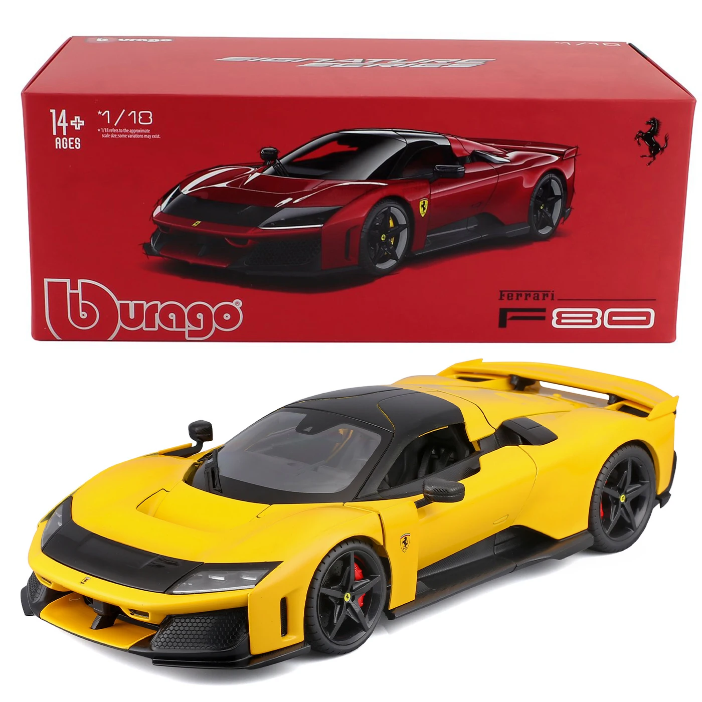 Bburago 1:18 De nieuwste Ferrari F80 raceauto hardcover editie met autoramen, auto's van gegoten metaal, speelgoed, cadeaus, raceauto's