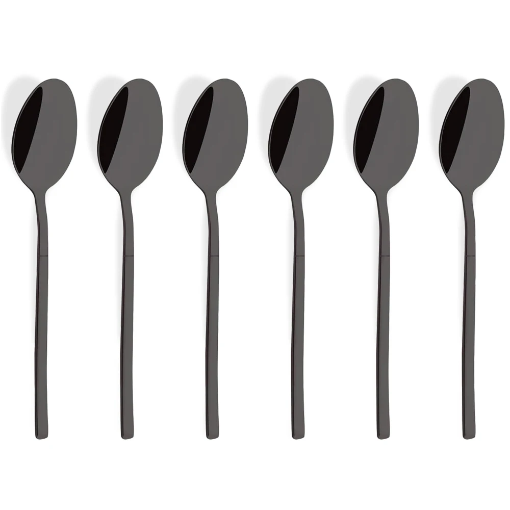 6 pçs espelho colher de chá preto sobremesa sorvete colheres de aço inoxidável mexendo colher de café acessórios de cozinha talheres