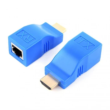 Mini Video Genişletici HDMI uyumlu RJ45 4K HDTV 1.4 ile 30M'ye kadar Cat 5E/6 Ağ LAN Ethernet Adaptörü Üzerinden RJ45'e Uzatma