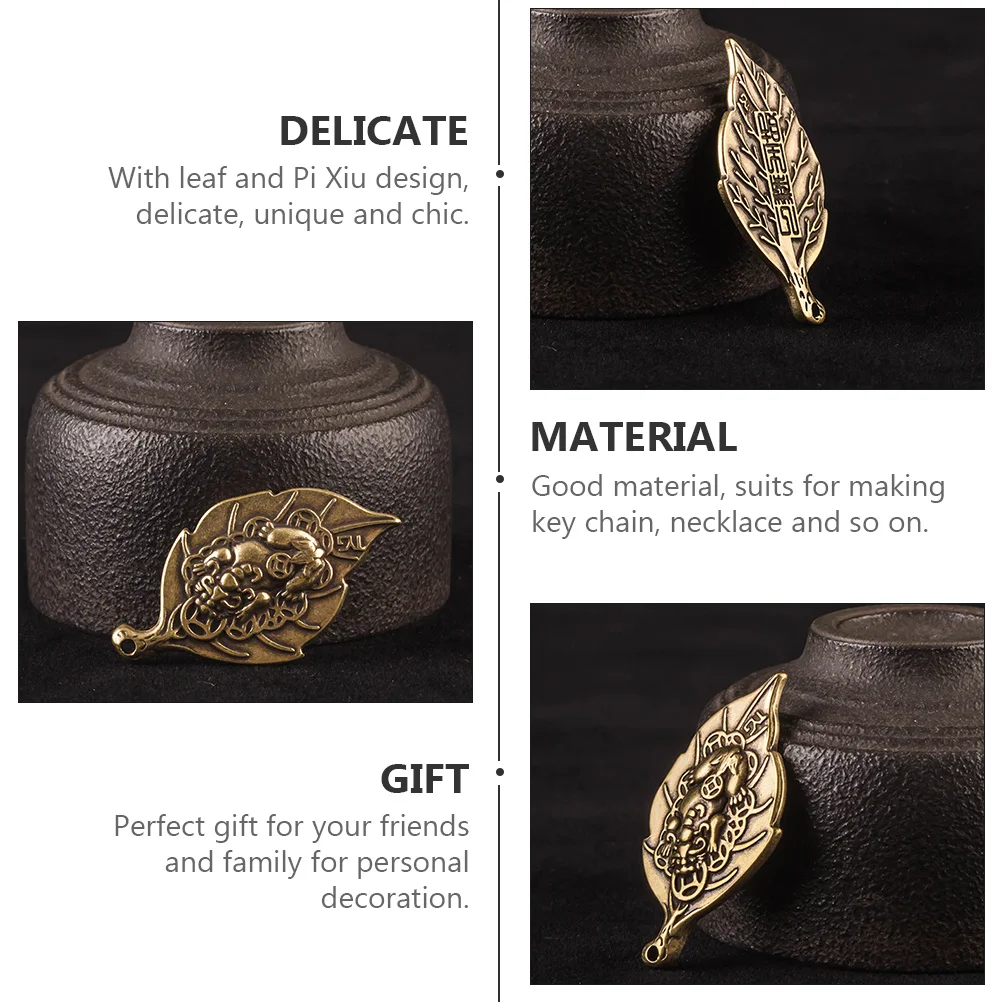 

3 шт. латунные брелки-подвески в стиле ретро, дизайн листьев, декоративные брелоки для сумки, автомобиля, латунные ретро-подвески, брелок, украшения