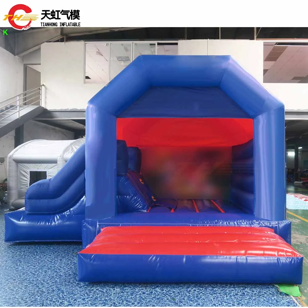 4 x 4 m aufblasbarer Hüpfer für Kinder mit Rutsche, aufblasbare Rutsche für den Hinterhof, Hüpfburg, Karneval, Luftpullover mit Gebläse