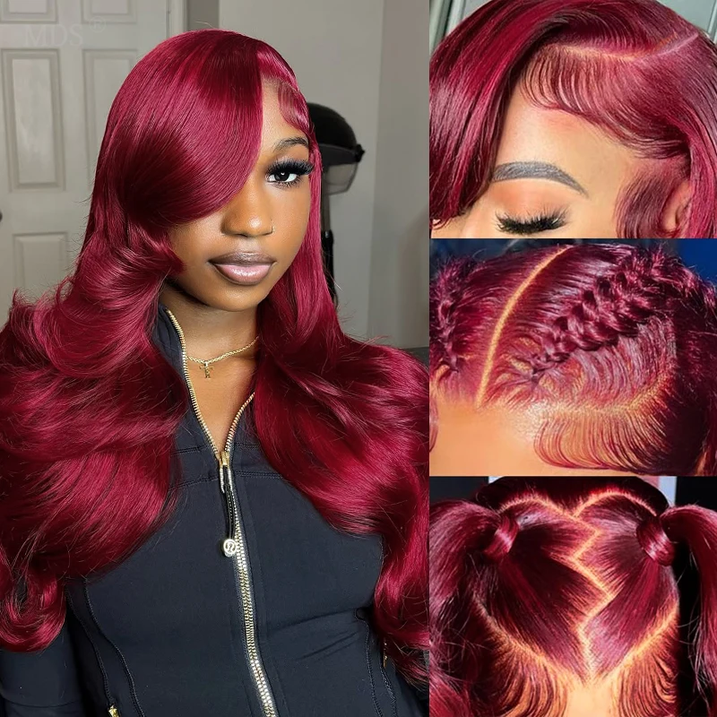 

Бордовый 99j Объемная волна Парик фронта шнурка Человеческие волосы 32 36 дюймов Прозрачные парики фронта шнурка Человеческие волосы Предварительно выщипанные парики из человеческих волос