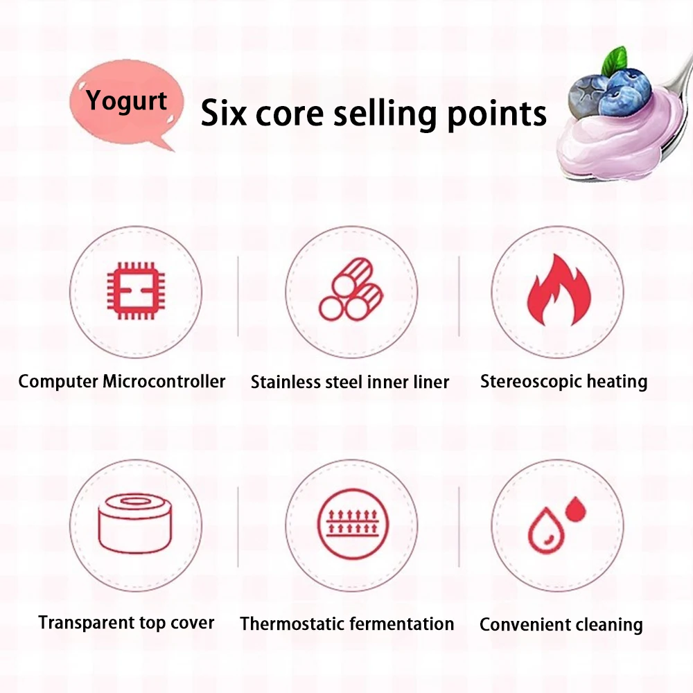 Xeoleo mini joghurt hersteller 1l automatische joghurt machen maschine geschenk & diy joghurt werkzeuge küchengeräte edelstahl tank rosa