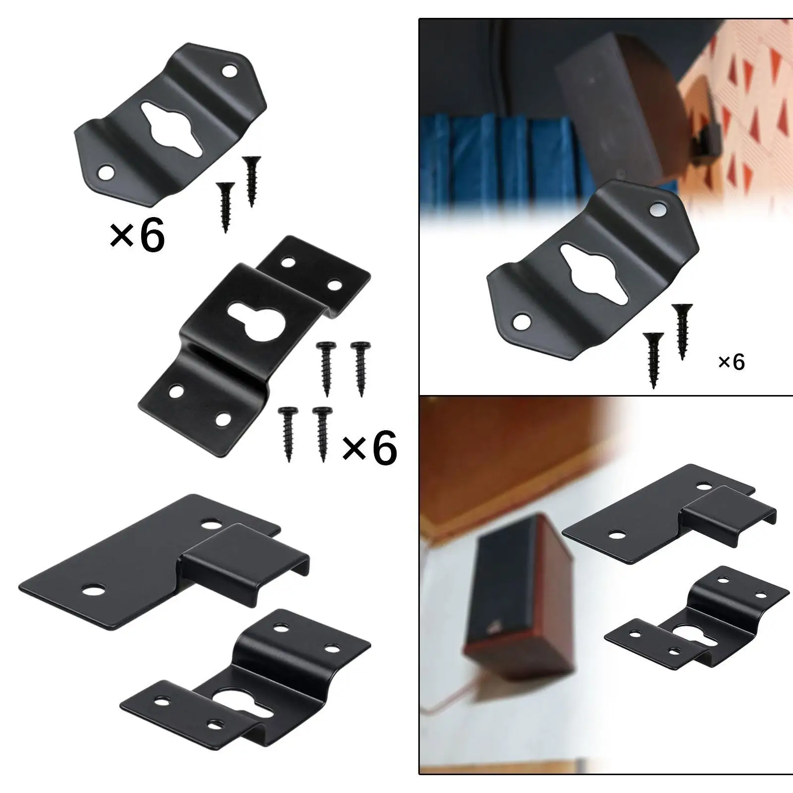 6Pcs Surround Speaker Wall Hanging Brackets for Loudspeaker with Screws