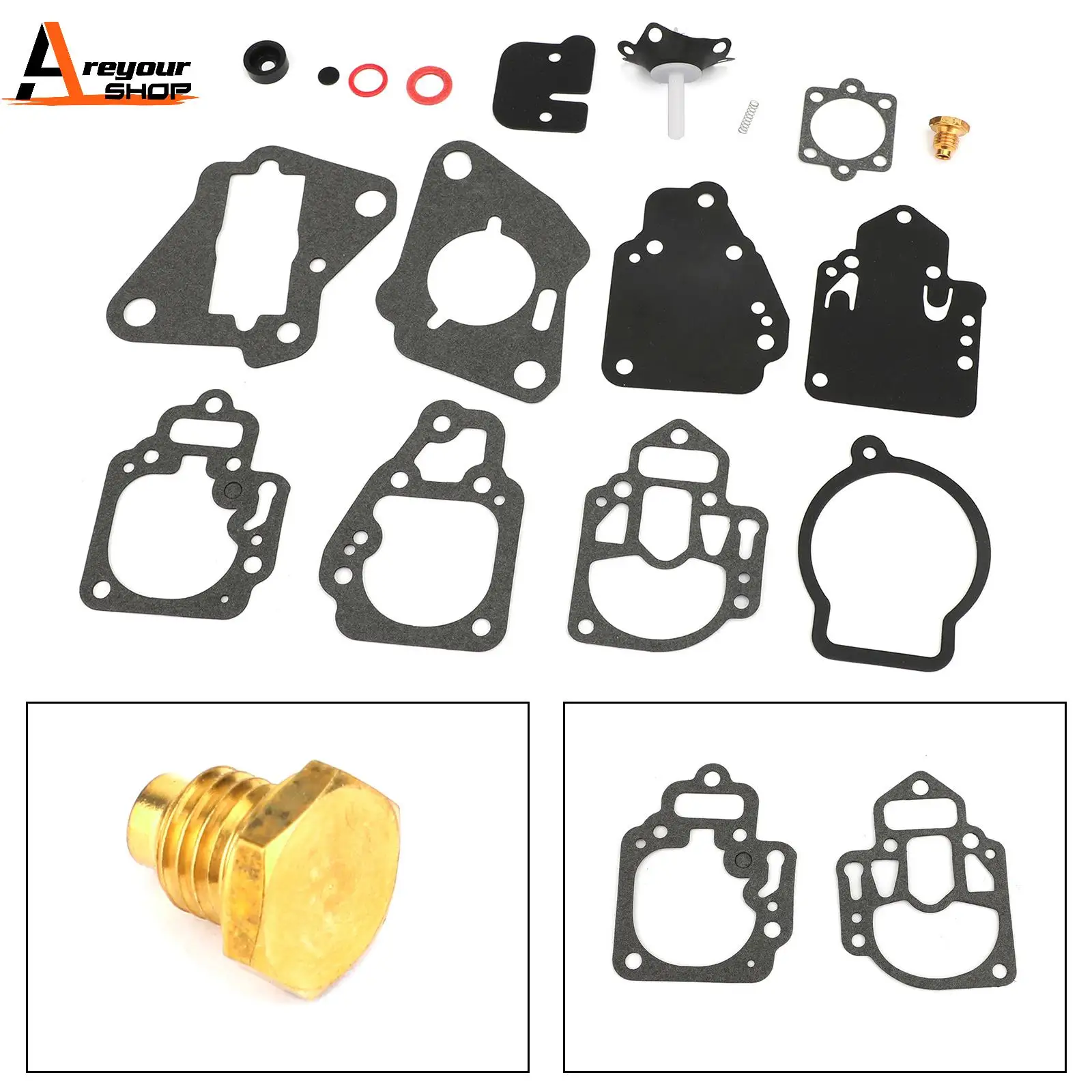 Areyourshop for Mercury Outboard Mariner 6-25hp 10 Hp 15 Hp 1395-97611 Carburetor Repair Gasket Kit 1395-9761 1395-9645