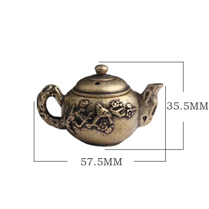 Antique Copper Bronze Sculpture Teapot Home Decoration Office Desktop Ornaments Creative Pure Brass Figurines Miniatures Tea Pet