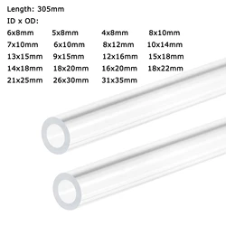 Uxcell 2pcs OD 8-35mm Transparent Acrylic Tube Rigid Round Tubing 305mm Length PMMA Organic Glass Tube Plastic Pipe Fittings