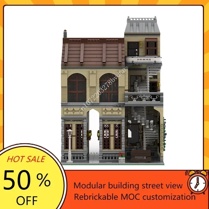 4000PCS Customized MOC Modular Spiral Staircase Building Street View Model Custom Puzzle Technology   Assembly Toys Gifts