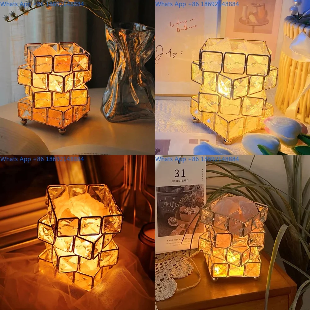 

Crystal night light four layer crystal salt lamp bedside decor ins style princess girl