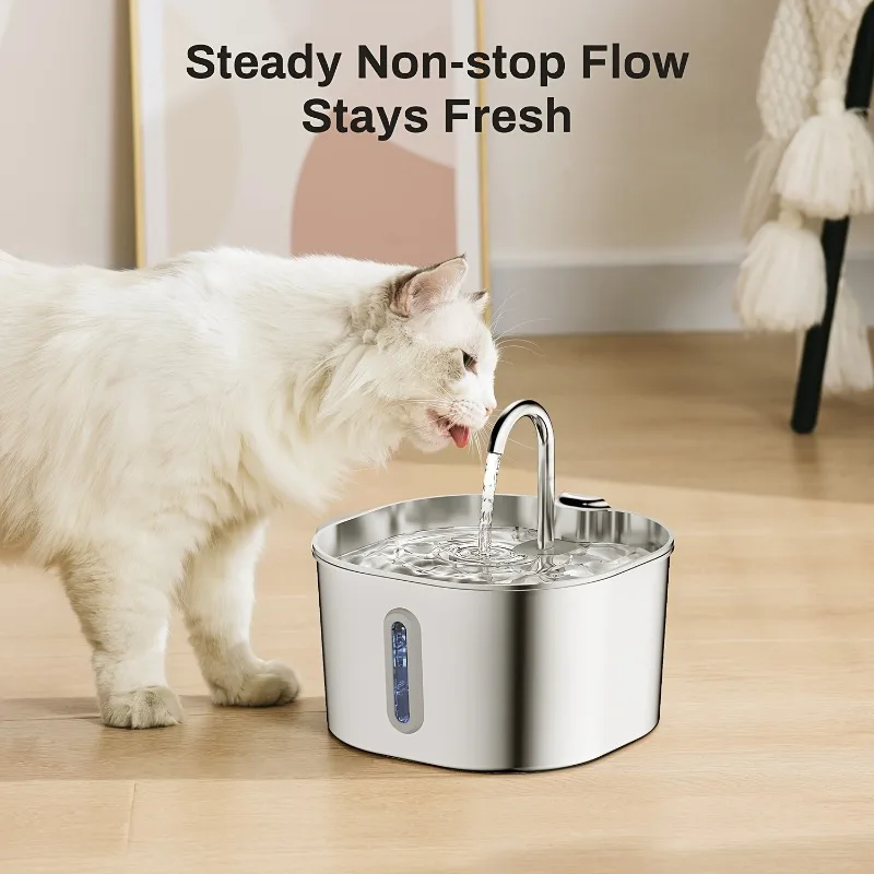 22l-automatic-cat-water-fountain-square-stainless-steel-pet-water-feeder-dog-water-fountain-with-window-use-usb-no-5v-1a-plug）