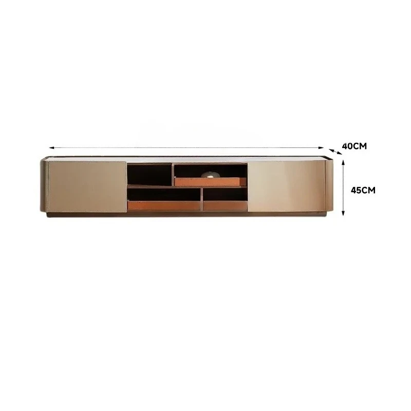 

Stone Plate TV Cabinet and Tea Table Combination Saddle Leather Modern Simple Small Apartment