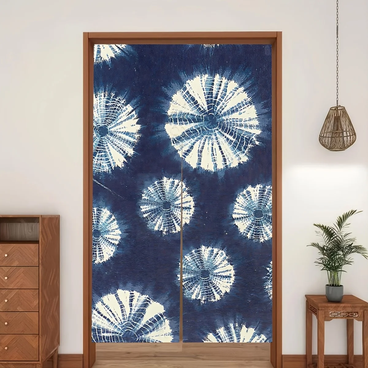 

1 шт., дверная занавеска в японском стиле с синим узором красителя, тканевая перегородка в японском стиле, украшение для спальни, кухни, полузанавеска