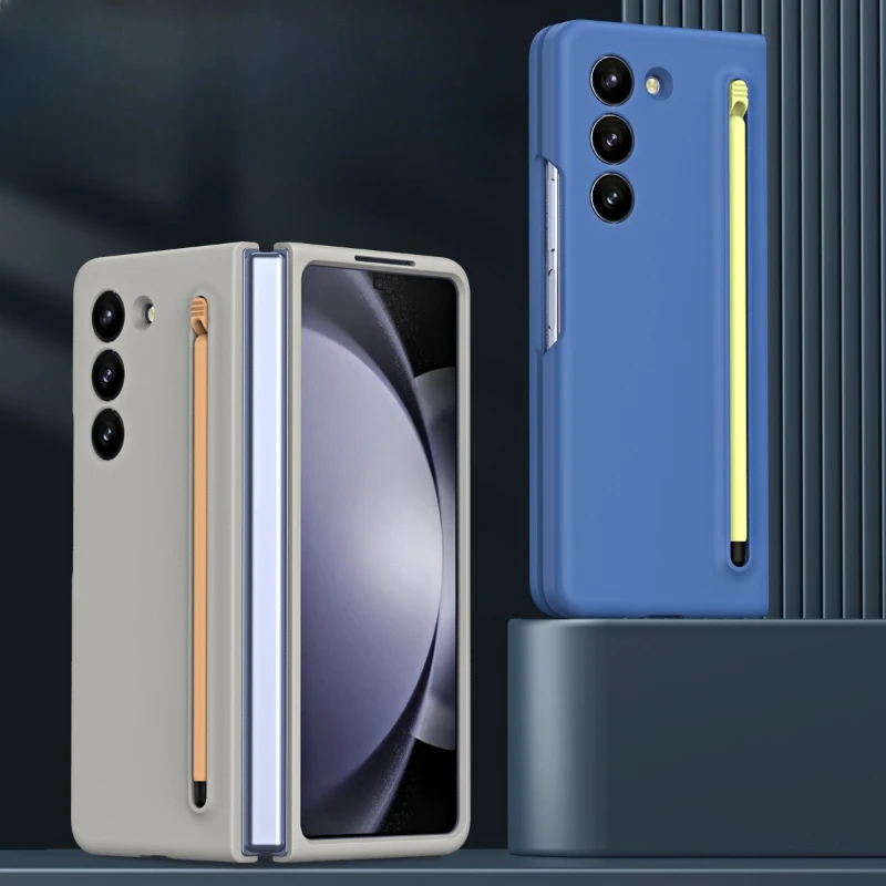 

Силиконовый чехол с S Pen для Samsung Galaxy Z Fold 7, 6, 5, 4, 3, чехол с защитной пленкой для экрана, стилус, противоударный бампер, чехол для телефона