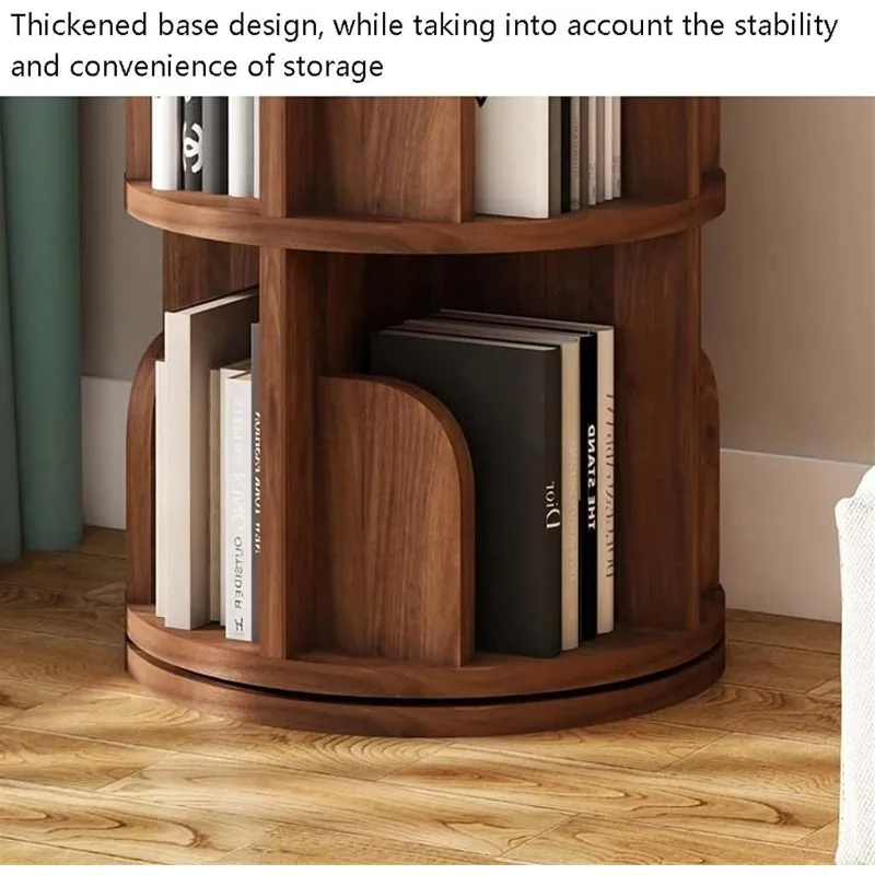 Bookcase creative corner bookshelf solid wood rotating floor living room