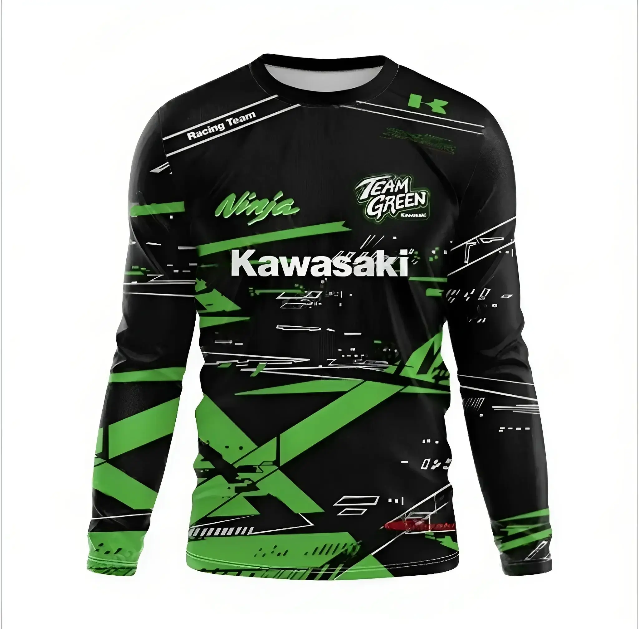 

2025 Kawasaki Track Revival Series Men's Printed Long-Sleeved T-Shirt Track Class Quick-Dry Breathable Leisure Sports Equipment
