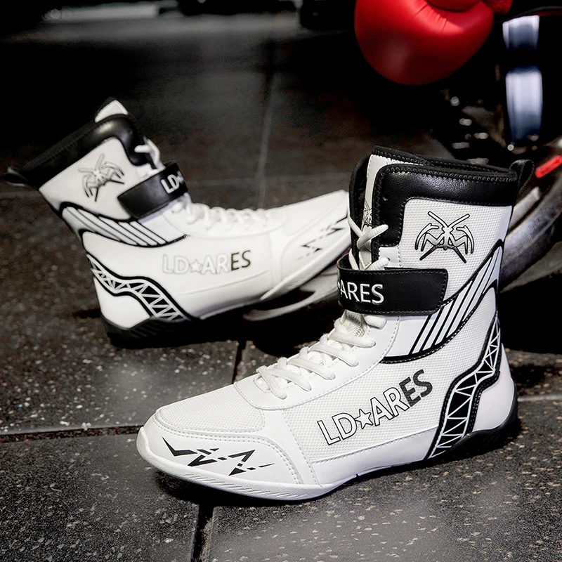 

2026 Fighting Shoes For Men Big Size Boxing Shoes Man Top Quality Gym Training Shoes Black White Wrestling Boots Big Boy