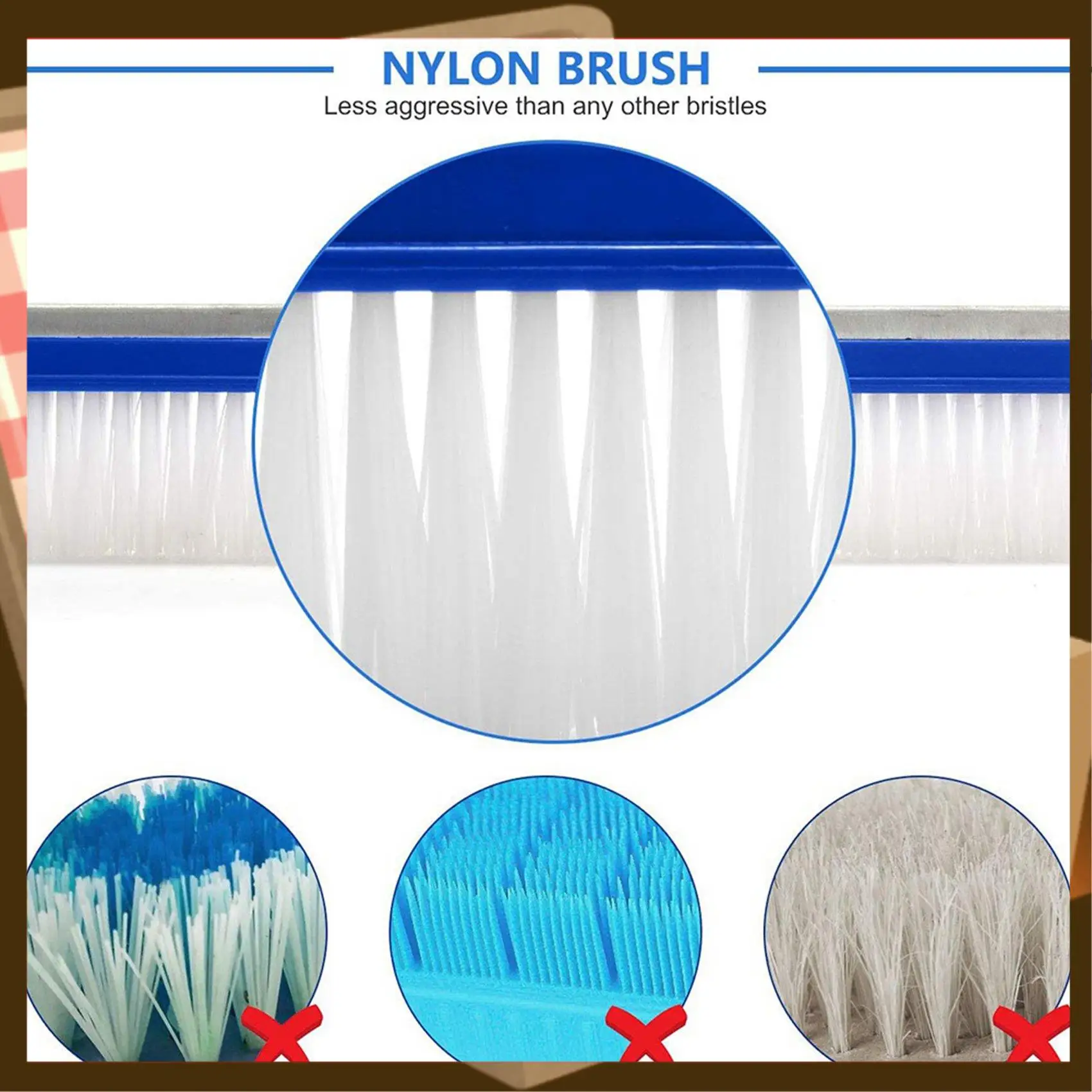 

2X Pool Brush, Swimming Pool Wall & Tile Brush 18 Inch Swimming Pool Cleaning Pole Brush Head Replacement Brush,Blue-AA85