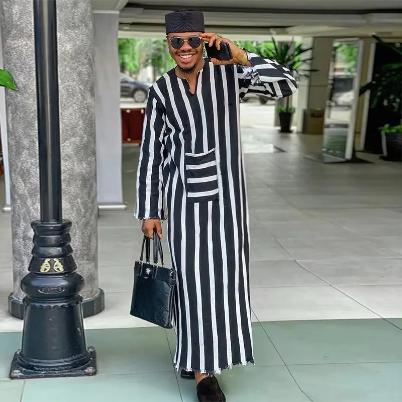 Jubba Thobe untuk Pria Pakaian Muslim Islami Fashion Maroko Arab Saudi Dubai Oman Dewasa Lengan Panjang Ukuran Kasual Kaftan