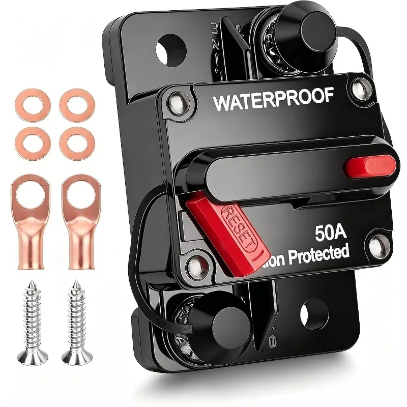 12V-48V Waterproof Circuit Breaker Fuse Reset 150A 200A 250A 300A 30A-120A Amp Rating for Boat and Car Use 1 PCS