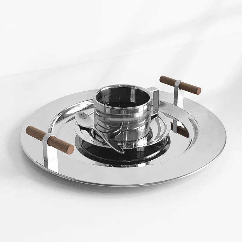 Home tray Nordic ins wind storage tray with handle, stainless steel dinner tray, tea tray, tabletop coffee tray, snack plate