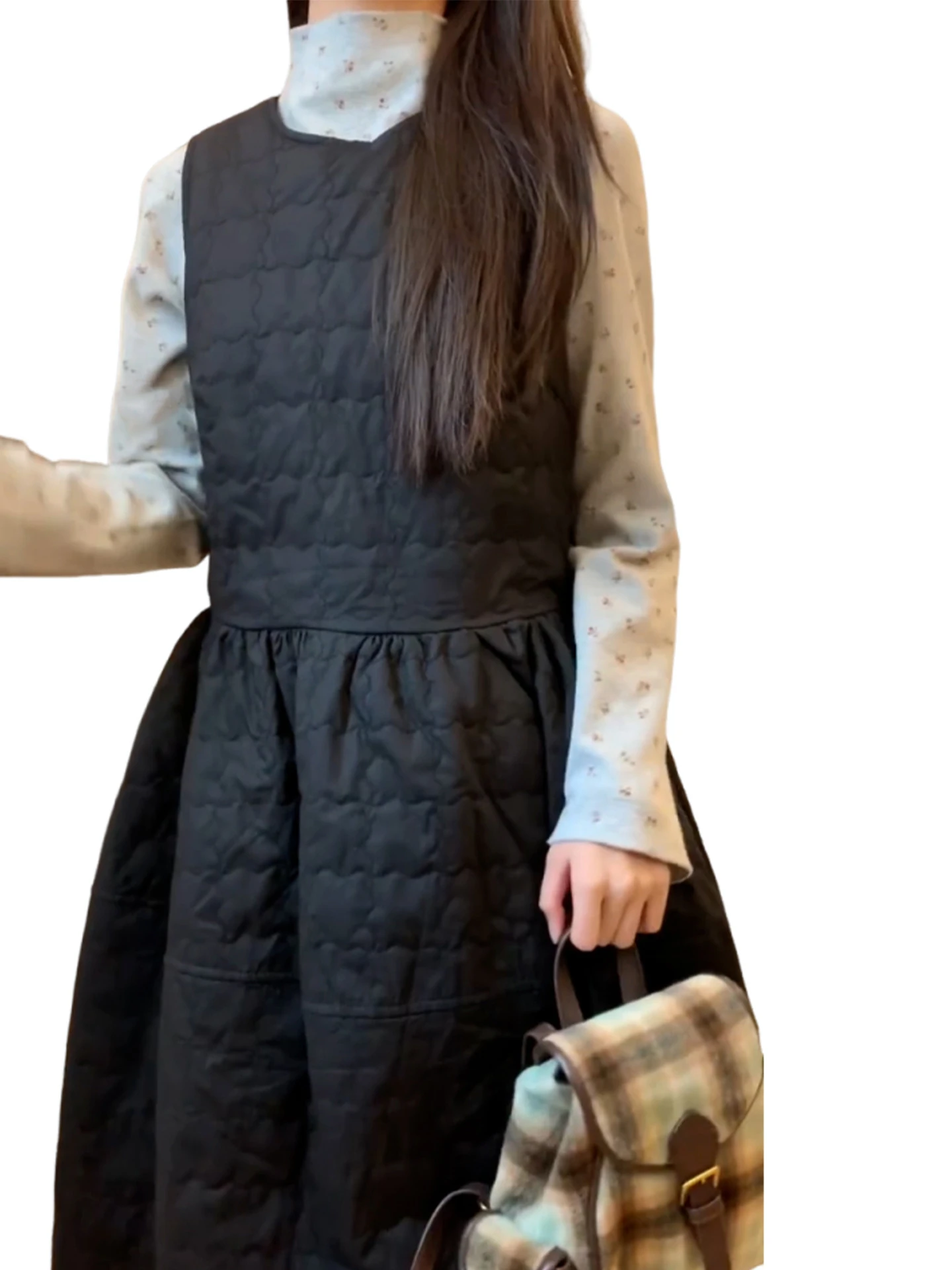 2026 New Gentle Wind Long Sleeve Vest Dress Set Waist Cinching Back Strap Autumn Winter Women's Sweet Style A-Line Skirt Dress
