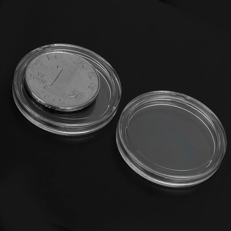 100 Stuks 16-40 Mm Transparant Helder Ronde Munthouder Opbergdoos Capsules Muntenverzameling Houder Containers Storage case Levert