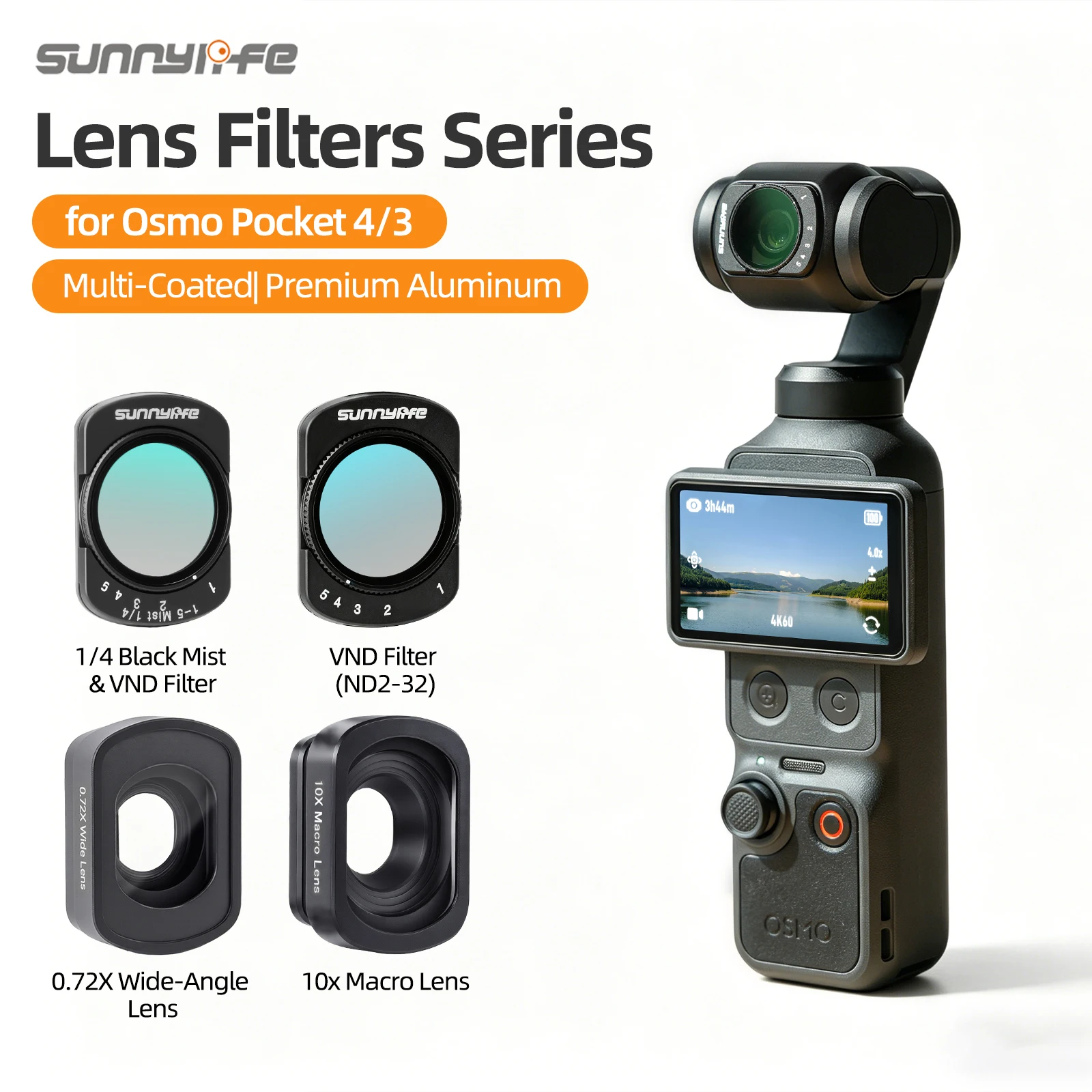 Pocket 4/3 Lens Filters 1/4 Black Mist/VND/Wide-Angle/Macro Lens Optical Glass Lens for DJI Osmo Pocket 4/3 Camera Accessories — DJI