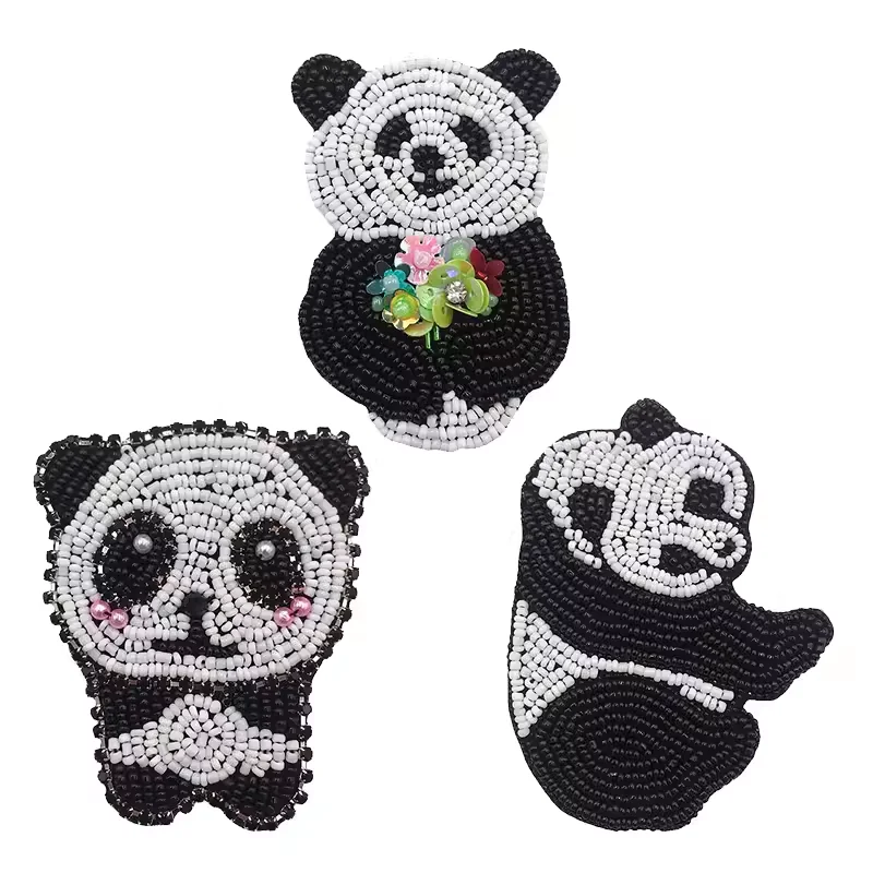 DIY hand sewn panda nail bead cloth paste clothing accessories material sweater coat bag shoes and hats decoration patch