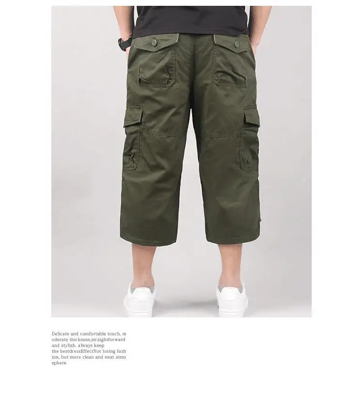 Herren Cargo-Shorts, Sommer, lockere Freizeithose, elastische Taille, große Größe, Outdoor-Jogging-Jogginghose, Trend, mehrere Taschen – Detail 8