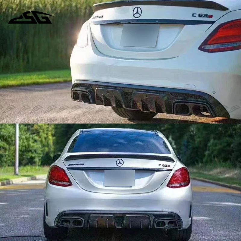 

For Mercedes Benz C Class W205 C63 Carbon Fiber BS Model Bumper Spoiler Diffuser Car Rear Lip Splitter Spoiler Body Kit