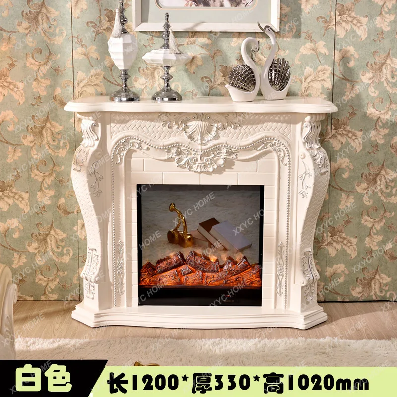 

L fireplace TV cabinet solid wood fake fire furniture decorative heating fireplace white