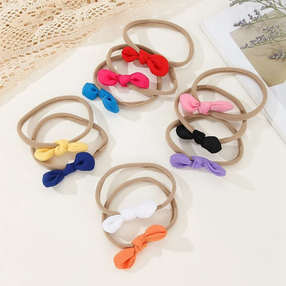 20pcs/lot DIY Handmade Chiffon Bows Knot Baby Girls Headband Elastic Nylon Hairbands Rabbit Ears Newborn Toddler Infant Headwear