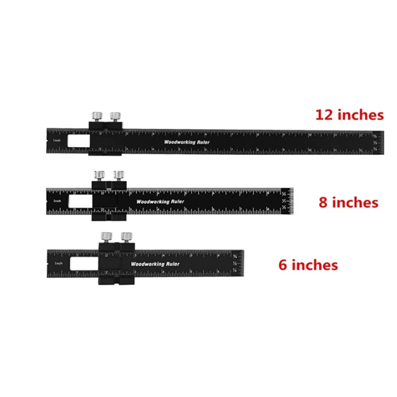 Carpenter's Ruler, Precision Pocket Ruler, Metal Slide Rule,T-Shaped Marking Ruler, T-Rail Marking Measuring Ruler