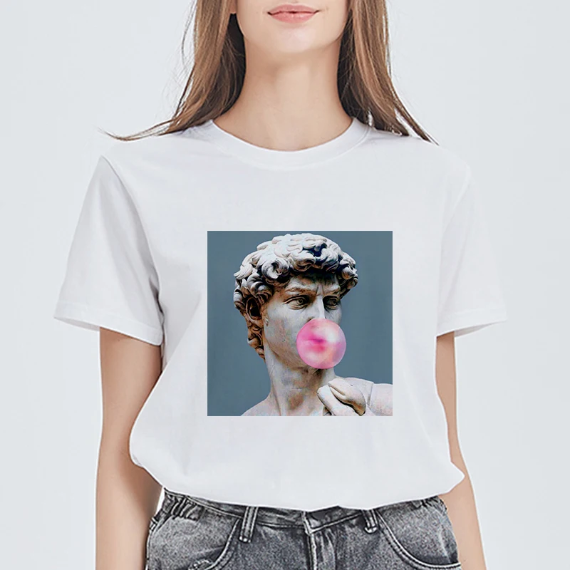 New Summer 2019 David T shirt Women spoof personality Tshirt Harajuku aesthetics Funny Thin Section White Tops Female T-shirt