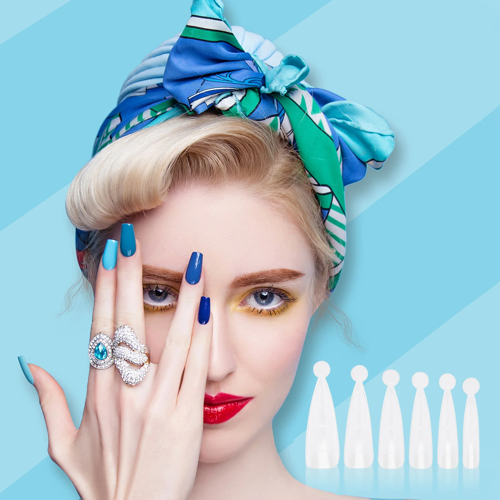 แม่พิมพ์ต่อเล็บ 120 ชิ้น คริสตัล ปลายเล็บปลอม กล่องเก็บอุปกรณ์ทำเล็บ DIY แม่พิมพ์อะคริลิคสำหรับเล็บเจล