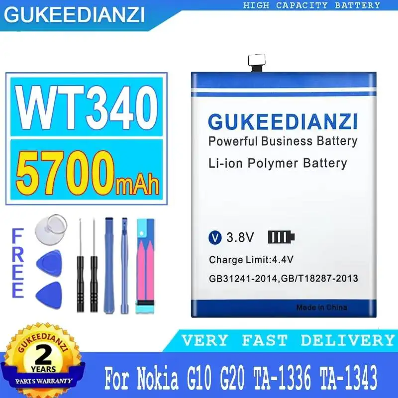 

WT340 Mobile Phone Battery Lightweight For Nokia G10 G20 TA-1336 TA-1343 TA-1347 TA-1372 TA-1365 5700mAh High Performance